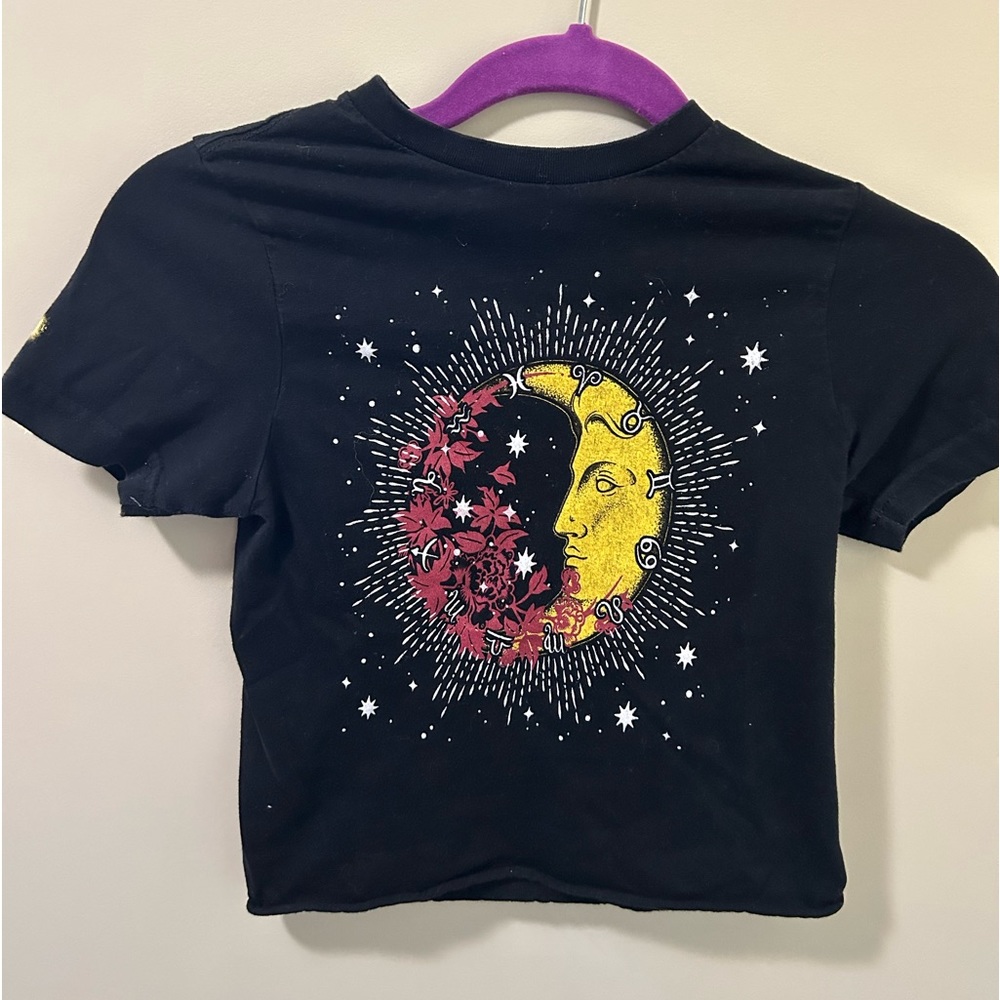 Black Cropped Top with Moon